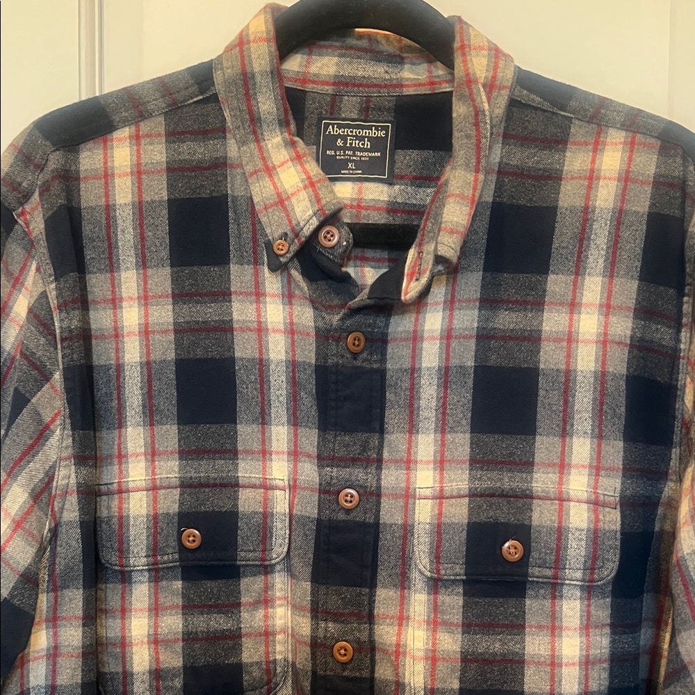 Abercrombie & Fitch Navy and Red Checkered Shirt